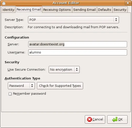 Configuración Evolution
